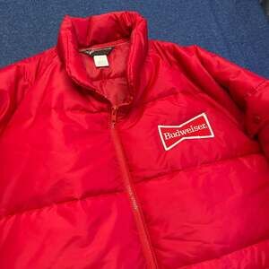 Vintage Anheuser Busch A & Eagle Collection Budweiser Red Puffer Jacket Large